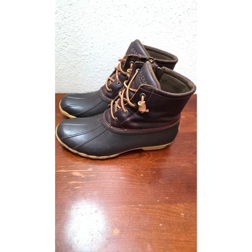 Sperry Women's Brown‎ Duck Rain Boots Size 9.5Waterproof Leather